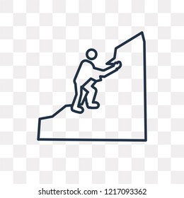 Climb vector outline icon isolated on transparent background, high quality linear Climb transparency concept can be used web and mobile