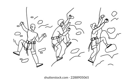 climber adventure vector. man mountain, active climb, extreme sport, rock climbing, high person climber adventure character. people Illustration