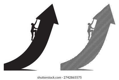 Climber ascent, growth, progress, achievement, ambition, goal, business success, striving upward.