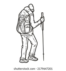 Viajero escalador o mochila. Hombre maravilla del explorador. Atracciones y actividades al aire libre.