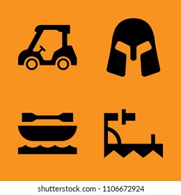 climber, canoe, competition and hike icons set. Vector illustration for web and design