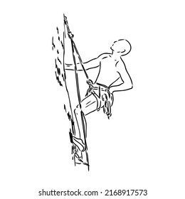 climber climbing a cliff, rock climber vector sketch