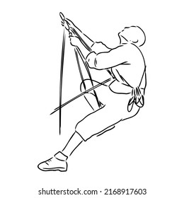 escalada en un acantilado, boceto vectorial rocoso