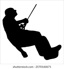 Climber Climbing in mountains silhouette vector illustration