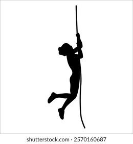 Climber Climbing in mountains silhouette vector illustration