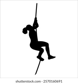 Climber Climbing in mountains silhouette vector illustration