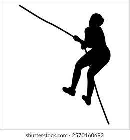 Climber Climbing in mountains silhouette vector illustration