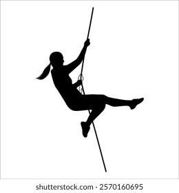 Climber Climbing in mountains silhouette vector illustration