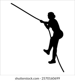 Climber Climbing in mountains silhouette vector illustration