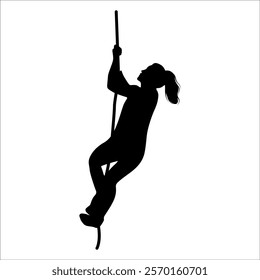 Climber Climbing in mountains silhouette vector illustration