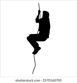 Climber Climbing in mountains silhouette vector illustration