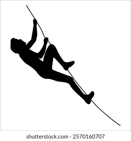 Climber Climbing in mountains silhouette vector illustration