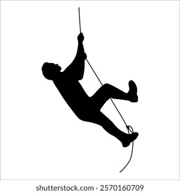 Climber Climbing in mountains silhouette vector illustration