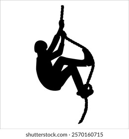 Climber Climbing in mountains silhouette vector illustration