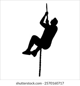 Climber Climbing in mountains silhouette vector illustration