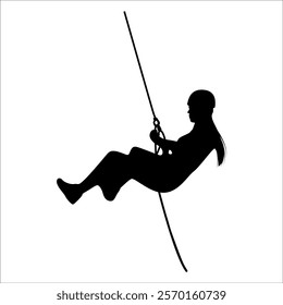 Climber Climbing in mountains silhouette vector illustration