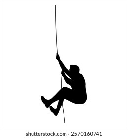 Climber Climbing in mountains silhouette vector illustration