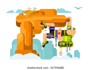 Climber climbs the mountain