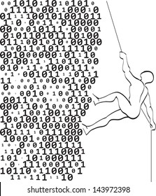 climber climbs a mountain of digits