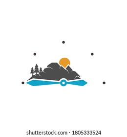 Climber with Clock logo design vector template. Outdoor activity logo symbol