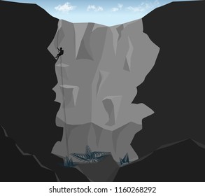 climber in deep cave,vector