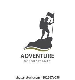 Climber expedition adventure illustration logo vector design