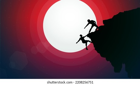 climber falls off the cliff. Extreme rock climber. Mountain climber walpaper for desktop.