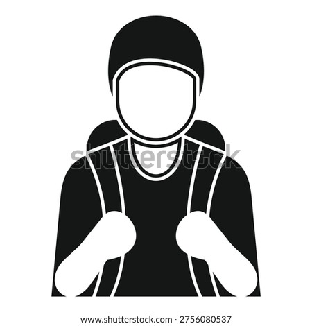 Climber is getting ready for a climbing expedition, wearing a helmet and backpack