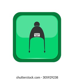 Climber hat on a green button, vector illustration