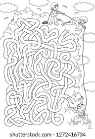 Climber. Help a climber to find a correct way to the top of the rock. Labyrinth for kids.