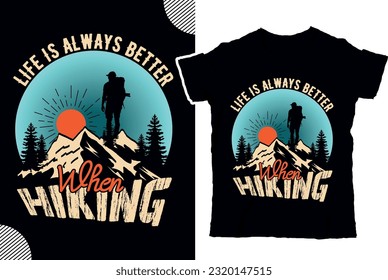 Vector de silueta de mochilero de escalador de un montañista, diseño de camisetas
