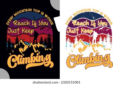 Climber hiker backpacker silhouette vector of a mountaineer, t shirt design