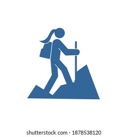 Plantilla vectorial de diseño del logotipo del escalador, concepto de diseño del logotipo de viaje, símbolo del icono