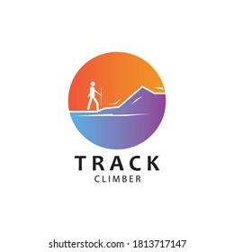 climber logo illustration creative  with color design vector