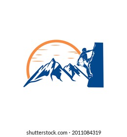 climber logo and label vector. Climbing sport, climbing symbol, climbing hobby illustration.EPS 10