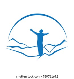 climber, mountains and sun logo