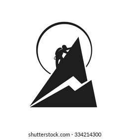 Climber in the mountains. Vector illustration.