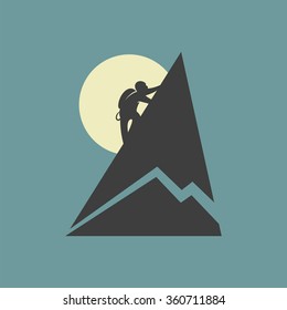 Climber in the mountains. Vector illustration.