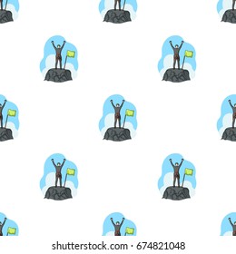 Climber on conquered top.Mountaineering single icon in cartoon style vector symbol stock illustration web.