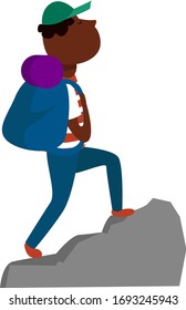 Climber on hill, illustration, vector on white background