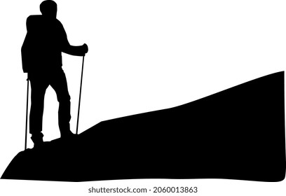 Escalador en la roca caminando por las montañas