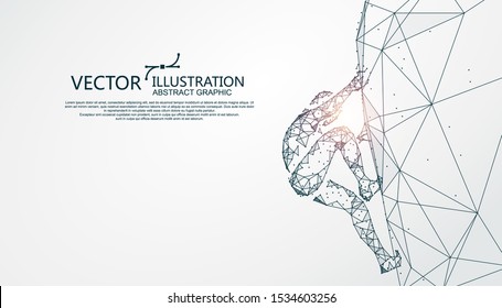 Climber, point and line composition, vector illustration.