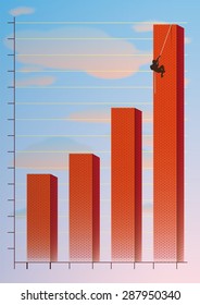 a climber reaching the top of a construction as symbol of success
