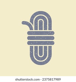 Climber rope. Flat icon in retro style. Vector Illustration