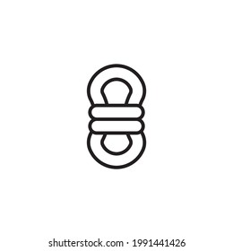 Climber rope icon, Black thin line Rope icon with shadow, Vector of Climber rope for climbing sport, camping and outdoor activities