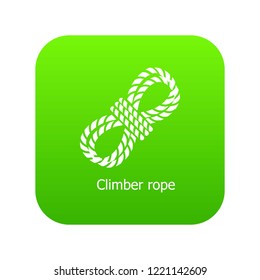 Climber rope icon green vector isolated on white background