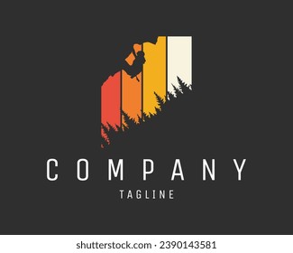 climber. silhouette premium vector design. isolated white background with stunning twilight displays. best for logos, badges, emblems, icons, design stickers, t-shirts. available in eps 10