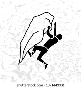 Climber silhouette an a rock vector illustration. Rock climbing badge. EPS 10