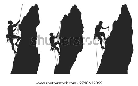 climber silhouettes vector bundle mountain climbing