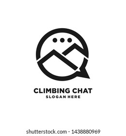 Climber symbol and chat with a clean modern simple sports activity logo